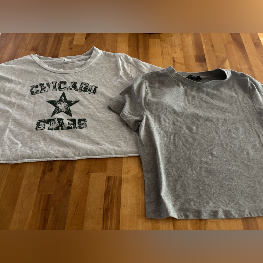 2 Gray Crop Tops  - size large